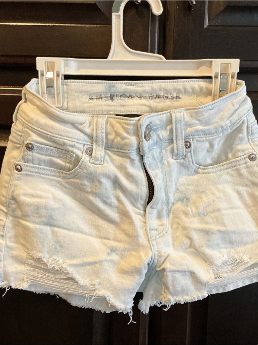 American Eagle Outfitters White Distressed Jean Cutoff Shorts
